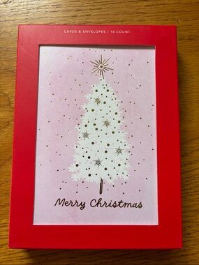 Roobee by Mara-Mi Holiday Merry Christmas Cards Red Frame, White Tree Design